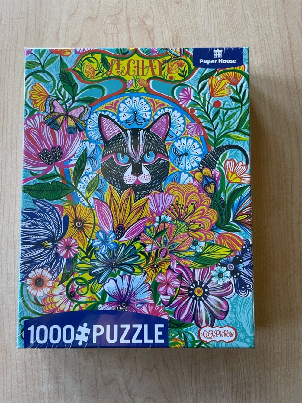 NWT Le Chat - Colorful Floral Cat 1000-Piece Puzzle